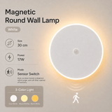 Darrahopens Home & Garden > Lighting > Night Lights & Ambient Lighting Magnetic Round Wall Lamp 30cm White, 17W Rechargeable LED Wall Sconce with Motion Sensor, 3-Color Light, Battery Powered Modern Disc Wall Light for Hallway Entryway Bedroom