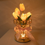 Darrahopens Home & Garden > Lighting > Night Lights & Ambient Lighting Pink Elegant Crystal Tulip LED Night Light - Rechargeable Touch Lamp with 3 Colors & Dimming