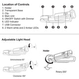 Darrahopens Home & Garden > Lighting > Night Lights & Ambient Lighting Rechargeable LED Book Light with Dimmable Warm White & Amber Modes – USB-Powered Clip-On Reading Lamp for Books, Sheet Music & Travel (Pink)