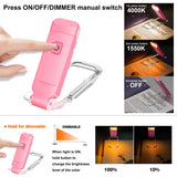 Darrahopens Home & Garden > Lighting > Night Lights & Ambient Lighting Rechargeable LED Book Light with Dimmable Warm White & Amber Modes – USB-Powered Clip-On Reading Lamp for Books, Sheet Music & Travel (Pink)