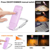 Darrahopens Home & Garden > Lighting > Night Lights & Ambient Lighting Rechargeable LED Book Light with Dimmable Warm White & Amber Modes – USB-Powered Clip-On Reading Lamp for Books, Sheet Music & Travel (Purple)