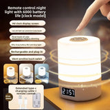 Darrahopens Home & Garden > Lighting > Night Lights & Ambient Lighting White Rechargeable LED Night Light with Remote Control Digital Clock Display 3 Color Modes Stepless Dimming Bedside Lamp for Nursing Camping Australia