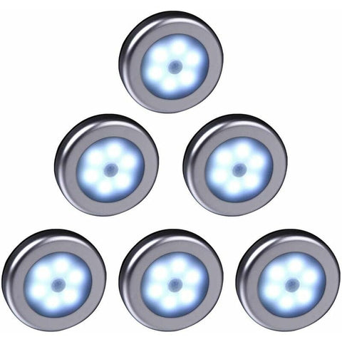 Darrahopens Home & Garden > Lighting > Night Lights & Ambient Lighting Wireless LED Motion Sensor Light For Closet, Stairs, Hallway, Kitchen, Bedroom (6 pcs) (Silver Shell (White Light)