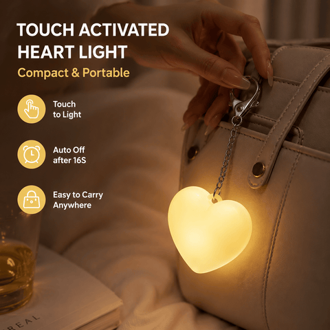 Darrahopens Home & Garden > Lighting > Night Lights & Ambient Lighting Yellow Touch Activated Heart Keychain Light - Cute Portable LED Night Light Rechargeable Bag Charm Lamp Romantic Gift for Girls Bedroom Decoration Travel Use In Australia - Darrahopens