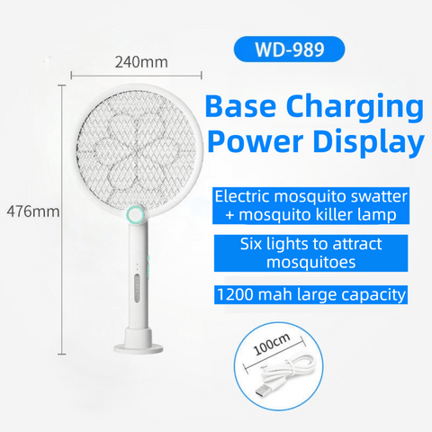 Darrahopens Home & Garden > Lighting > Outdoor Lights 2-in-1 Foldable Electric Mosquito Swatter & UV Light Killer Lamp with 180° Rotating Head and Base - Wall-Mounted & Self-Standing Non-Toxic Pest Control