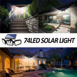 Darrahopens Home & Garden > Lighting > Outdoor Lights 74 LED Solar Motion Sensor Light, 3 Brightness Modes Outdoor Wall Light, Suitable for Front Door, Yard, Garage, Patio