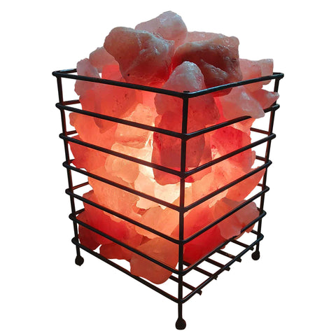 Darrahopens Home & Garden > Lighting > Table Lamps 12V 12W Rectangle Iron Basket Himalayan Pink Salt Lamp Rock Crystal Bulb On/Off