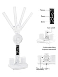Darrahopens Home & Garden > Lighting > Table Lamps 4-Arm Foldable LED Desk Lamp with Built-in Fan, Digital Clock, Temp Display & Dual Pen Holders – 3-Color Lighting, Infinite Dimming, USB-C Charging, Eye-Caring Light for Study, Work, Reading; Compact & Modern Design (White)