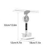 Darrahopens Home & Garden > Lighting > Table Lamps 4-Arm Foldable LED Desk Lamp with Built-in Fan, Digital Clock, Temp Display & Dual Pen Holders – 3-Color Lighting, Infinite Dimming, USB-C Charging, Eye-Caring Light for Study, Work, Reading; Compact & Modern Design (White)