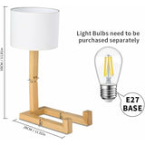 Darrahopens Home & Garden > Lighting > Table Lamps Adjustable Creative Robot Desk Lamp with Fabric Lampshade E27 Screw, Wooden Bedside Lamp for Decorative Lighting