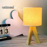 Darrahopens Home & Garden > Lighting > Table Lamps Beige tripod table lamp, bedside lamp, desk lamp, home lighting, wooden lamp, fabric shade lamp, contemporary lamp, Australia