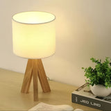 Darrahopens Home & Garden > Lighting > Table Lamps Beige tripod table lamp, bedside lamp, desk lamp, home lighting, wooden lamp, fabric shade lamp, contemporary lamp, Australia