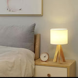 Darrahopens Home & Garden > Lighting > Table Lamps Beige tripod table lamp, bedside lamp, desk lamp, home lighting, wooden lamp, fabric shade lamp, contemporary lamp, Australia