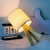 Darrahopens Home & Garden > Lighting > Table Lamps Beige tripod table lamp, bedside lamp, desk lamp, home lighting, wooden lamp, fabric shade lamp, contemporary lamp, Australia