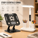 Darrahopens Home & Garden > Lighting > Table Lamps Black 360 Degree Rotating Tablet Stand and Foldable LED Desk Lamp Study Set Adjustable Reading Light with Display Screen Desktop Organiser for Students Home Office Learning