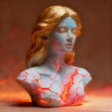 Darrahopens Home & Garden > Lighting > Table Lamps Blazing Maiden Figurine LED Lamp – Artistic Resin Sculpture with Crackled Light Effect, Elegant Decorative Night Light(Black)