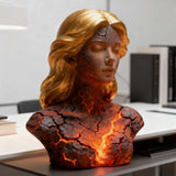 Darrahopens Home & Garden > Lighting > Table Lamps Blazing Maiden Figurine LED Lamp – Artistic Resin Sculpture with Crackled Light Effect, Elegant Decorative Night Light(Black)