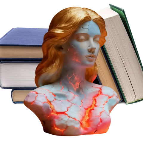 Darrahopens Home & Garden > Lighting > Table Lamps Blazing Maiden Figurine LED Lamp – Artistic Resin Sculpture with Crackled Light Effect, Elegant Decorative Night Light(Blue)