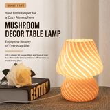 Blue Striped Retro All Glass Mushroom Table Lamp (2 Pack) - American Style Creative Bedside Nightstand Ambient Light, USB Plug with 3-Color Switching and Brightness Dimmable In Australia - Darrahopens