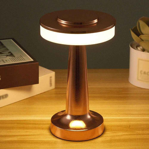 Darrahopens Home & Garden > Lighting > Table Lamps Bronze Rechargeable UFO Table Lamp Touch Control LED Bedside Night Light, Cordless Mushroom Desk Lamp for Bedroom Living Room Restaurant Bar Camping