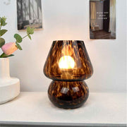 Brown Vintage Speckled All Glass Mushroom Table Lamp - Bedside Soft Ambient Night Light, AU Plug with 3 Colors Temperature Rocker Switch, 2 Pack Amber Speckled In Australia - Darrahopens