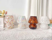Brown Vintage Speckled All Glass Mushroom Table Lamp - Bedside Soft Ambient Night Light, AU Plug with 3 Colors Temperature Rocker Switch, 2 Pack Amber Speckled In Australia - Darrahopens