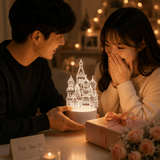 Darrahopens Home & Garden > Lighting > Table Lamps Castle Style Creative Acrylic LED Night Light - Warm White Ambient Table Lamp, Decorative Desktop Mood Light, Cartoon and Creative Display Design, Compact Gift for Bedroom Living Room Office
