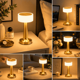 Darrahopens Home & Garden > Lighting > Table Lamps Gold Rechargeable Acrylic Shade UFO Table Lamp Touch Control LED Bedside Night Light, Cordless Ambient Desk Lamp for Bedroom Living Room Camping