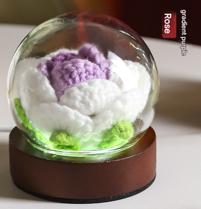 Darrahopens Home & Garden > Lighting > Table Lamps Gradient Purple Rose Knitted Flower LED Dome Lamp - USB Touch 3-Color Night Light