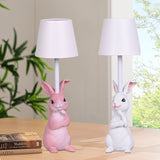 Darrahopens Home & Garden > Lighting > Table Lamps Grey Bunny Black Lampshade Adorable Rabbit Resin Table Lamp - 3-Color LED, USB Rechargeable, Touch Dimming