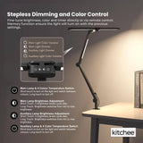 Darrahopens Home & Garden > Lighting > Table Lamps Kitchee Tri-Fold LED Desk Lamp with Clamp - Swinging Arm Eye-Care Dimmable Light