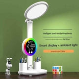 Darrahopens Home & Garden > Lighting > Table Lamps LED Foldable Eye-Caring Reading Desk Lamp with Smart Clock Display, USB Rechargeable Study Light, Pen Holders & Phone Stand