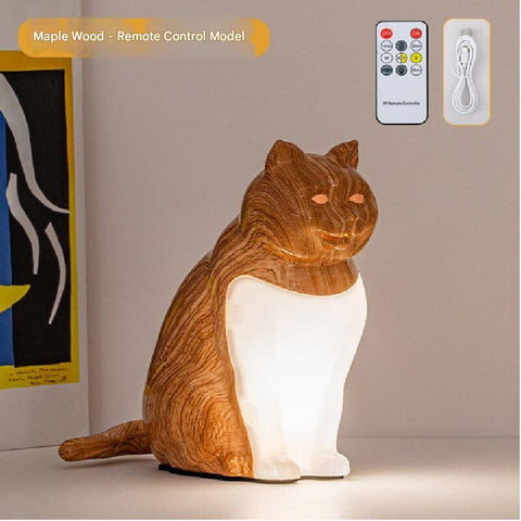 Darrahopens Home & Garden > Lighting > Table Lamps Maple wood grain Lucky Cat Rechargeable Desk Lamp with Sound and Aromatherapy Function Remote Control Eye Care Night Light for Local Home Bedroom and Modern Living Areas
