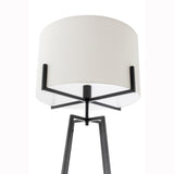Darrahopens Home & Garden > Lighting > Table Lamps Modern Dimmable Floor Lamp + Table Desk Lamp w/ Linen Shade Scandi - Matte Black