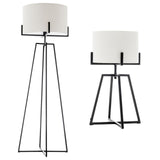 Darrahopens Home & Garden > Lighting > Table Lamps Modern Dimmable Floor Lamp + Table Desk Lamp w/ Linen Shade Scandi - Matte Black