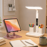 Darrahopens Home & Garden > Lighting > Table Lamps Pink 360 Degree Rotating Tablet Stand and Foldable LED Desk Lamp Study Set Adjustable Reading Light with Display Screen Desktop Organiser for Students Home Office Learning
