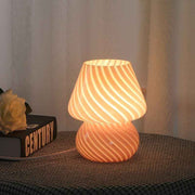 Pink Striped Retro All Glass Mushroom Table Lamp (2 Pack) - American Style Creative Bedside Nightstand Ambient Light, USB Plug with 3-Color Switching and Brightness Dimmable In Australia - Darrahopens