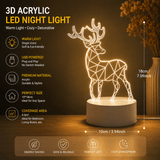 Darrahopens Home & Garden > Lighting > Table Lamps Reindeer style Creative Acrylic LED Night Light - Warm White Ambient Table Lamp, Decorative Desktop Mood Light, Cartoon and Creative Display Design, Compact Gift for Bedroom Living Room Office
