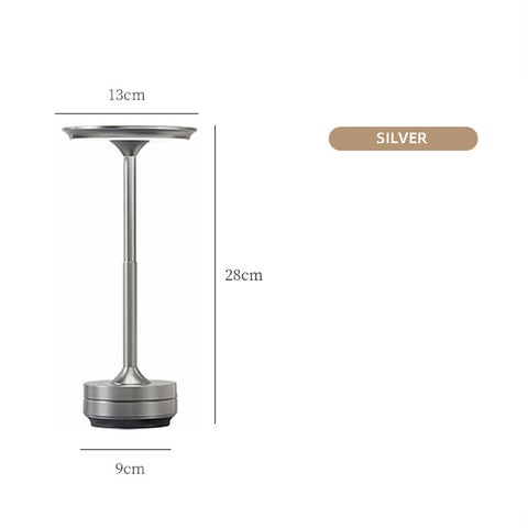 Darrahopens Home & Garden > Lighting > Table Lamps Silver Elegant Aluminum Alloy Rechargeable LED Touch Lamp - 3-Color Dimmable Cordless Table Light