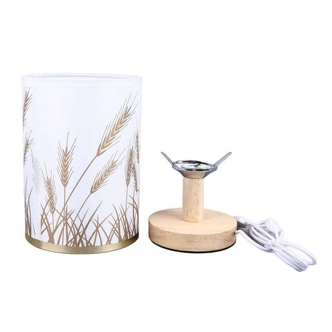 Darrahopens Home & Garden > Lighting > Table Lamps Small Table Lamp for Bedroom Dimmable LED Bedside Lamps Solid Wood USB Night Stand Lamp with Wheat Spike Lampshade Eye Caring In Australia - Darrahopens