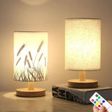 Darrahopens Home & Garden > Lighting > Table Lamps Small Table Lamp for Bedroom Dimmable LED Bedside Lamps Solid Wood USB Night Stand Lamp with Wheat Spike Lampshade Eye Caring In Australia - Darrahopens