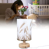 Darrahopens Home & Garden > Lighting > Table Lamps Small Table Lamp for Bedroom Dimmable LED Bedside Lamps Solid Wood USB Night Stand Lamp with Wheat Spike Lampshade Eye Caring In Australia - Darrahopens
