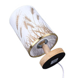 Darrahopens Home & Garden > Lighting > Table Lamps Small Table Lamp for Bedroom Dimmable LED Bedside Lamps Solid Wood USB Night Stand Lamp with Wheat Spike Lampshade Eye Caring In Australia - Darrahopens