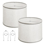 Darrahopens Home & Garden > Lighting > Table Lamps VEVOR Lamp Shade 2 Set, 29 cm Top x 32 cm Bottom x 24.5 cm High (Spider Fitter), Medium Lampshade with Harp, Replacement Lamp Shade for Table & Floor Lamps Pendant Lights, Light Linen with Black Edge