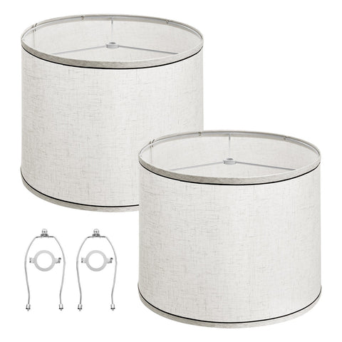 Darrahopens Home & Garden > Lighting > Table Lamps VEVOR Lamp Shade 2 Set, 29 cm Top x 32 cm Bottom x 24.5 cm High (Spider Fitter), Medium Lampshade with Harp, Replacement Lamp Shade for Table & Floor Lamps Pendant Lights, Light Linen with Black Edge