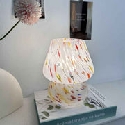 Vintage Speckled All Glass Mushroom Table Lamp - Bedside Soft Ambient Night Light, AU Plug with 3 Colors Temperature Rocker Switch, 2 Pack Rainbow Speckled In Australia - Darrahopens