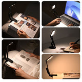 Darrahopens Home & Garden > Lighting > Table Lamps White Rechargeable LED Clip-On Reading Light - Foldable Portable Mini Book Light with Eye-Caring Lamp for Study & Bedside