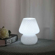 White Striped Retro All Glass Mushroom Table Lamp (2 Pack) - American Style Creative Bedside Nightstand Ambient Light, USB Plug with 3-Color Switching and Brightness Dimmable In Australia - Darrahopens