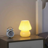Yellow Striped Retro All Glass Mushroom Table Lamp (2 Pack) - American Style Creative Bedside Nightstand Ambient Light, USB Plug with 3-Color Switching and Brightness Dimmable In Australia - Darrahopens