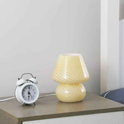Yellow Striped Retro All Glass Mushroom Table Lamp (2 Pack) - American Style Creative Bedside Nightstand Ambient Light, USB Plug with 3-Color Switching and Brightness Dimmable In Australia - Darrahopens